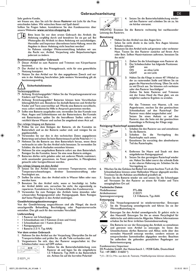 DS Produkte FTL-006 User manual DS Produkte FTL-006 User manual