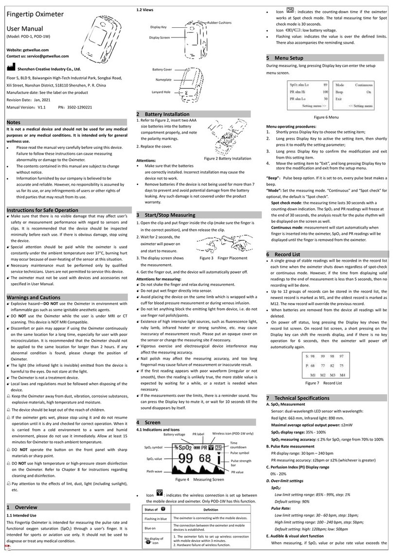 Wellue POD-1 user manual