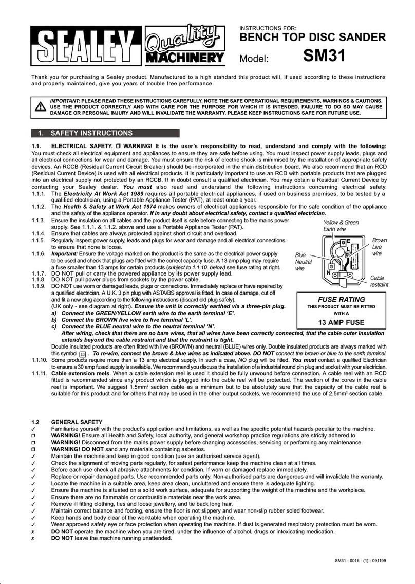 Sealey Quality Machinery SM31 User manual