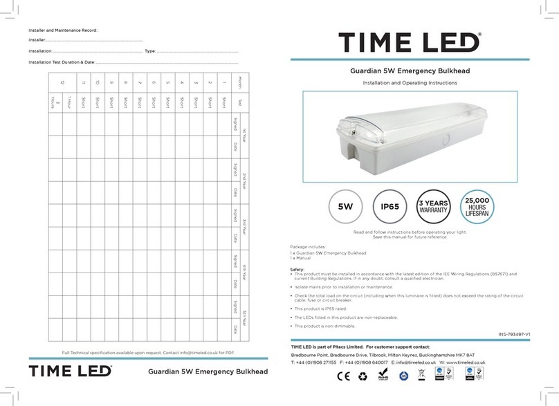 TIME LED Guardian 5W Emergency Bulkhead Installation and operating instructions
