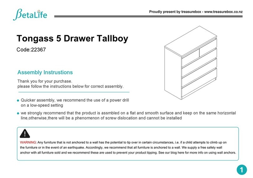 BetaLife Tongass 5 Drawer Tallboy Assembly instruction