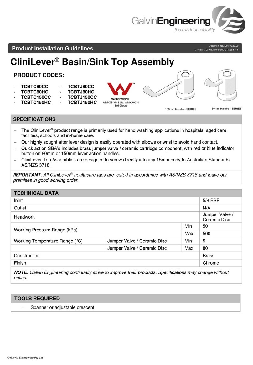 Galvin Engineering CliniLever TCBTC80CC User manual Galvin Engineering CliniLever TCBTC80CC User manual