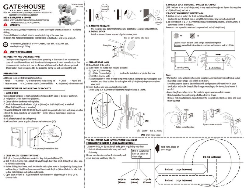 Gate House TUT30 User manual