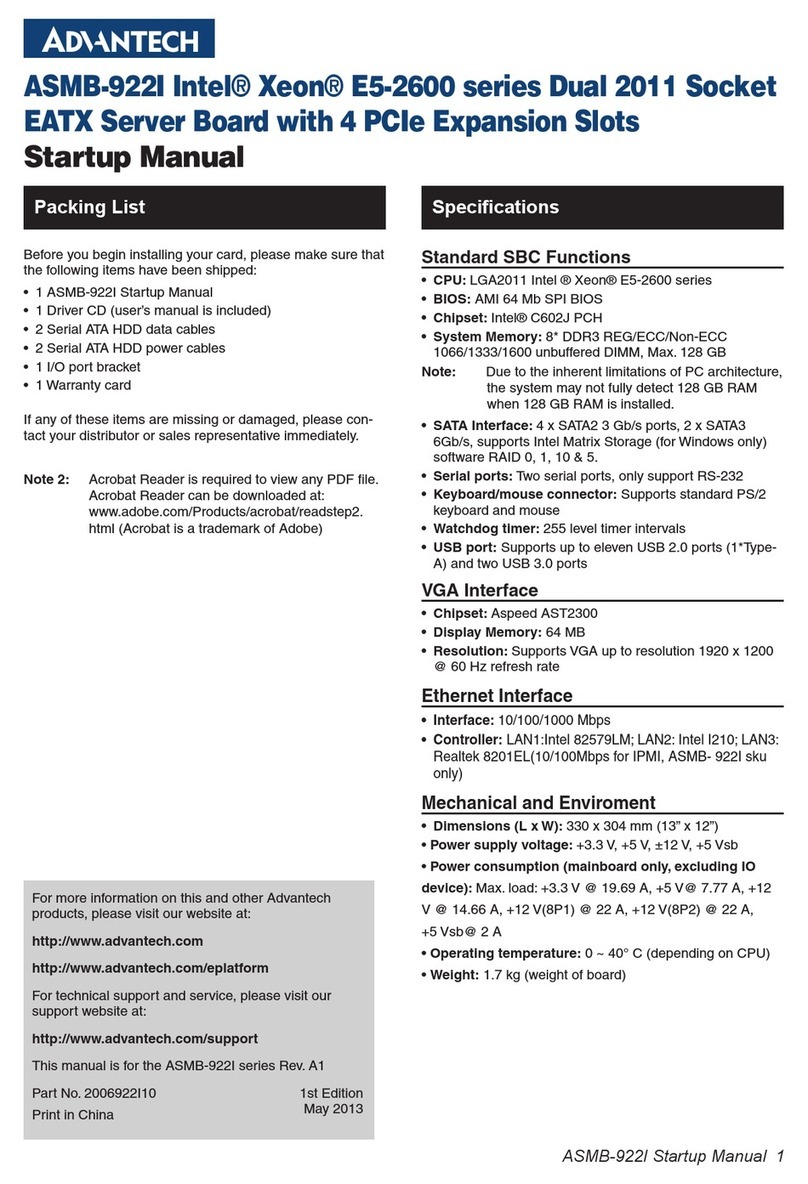 Advantech ASMB-922I Installation and operation manual