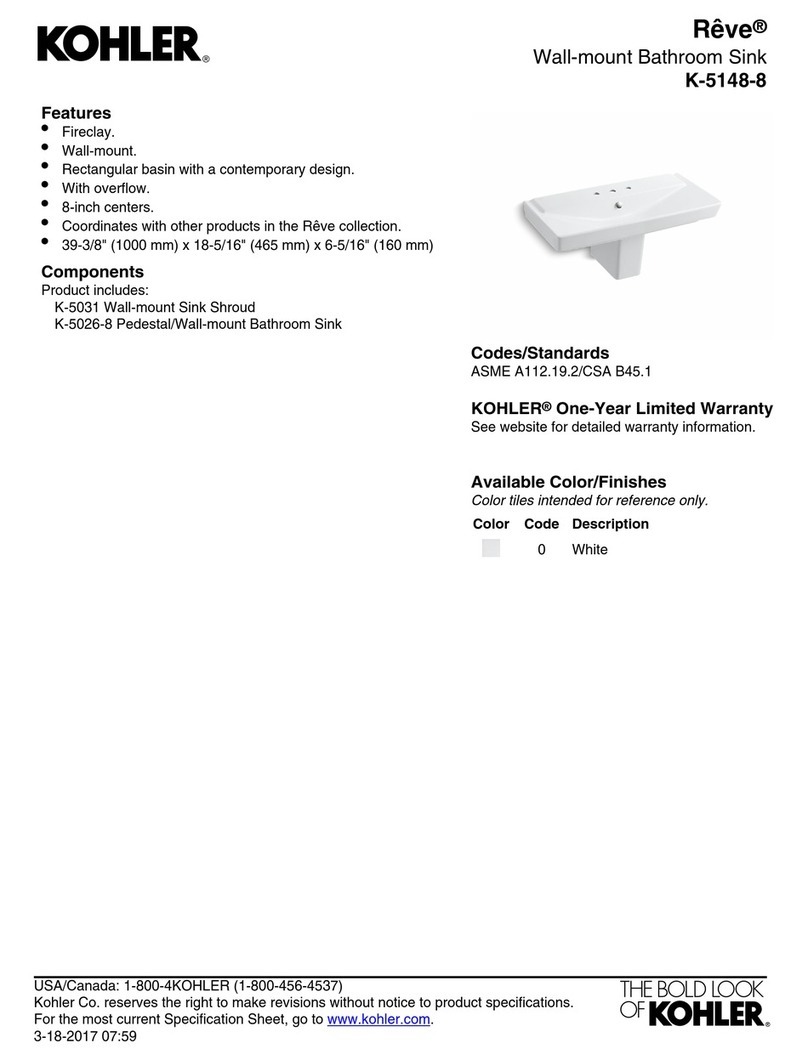 Kohler Reve K-5148-8 User manual