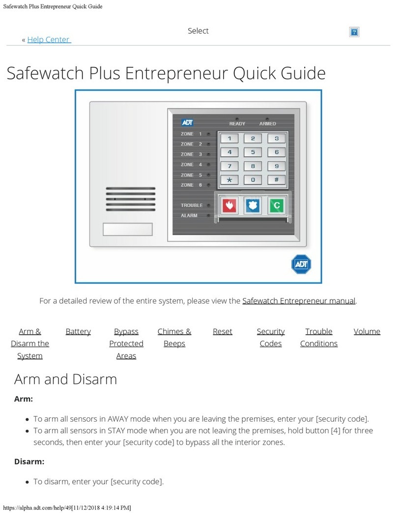 ADT Safewatch Plus User manual