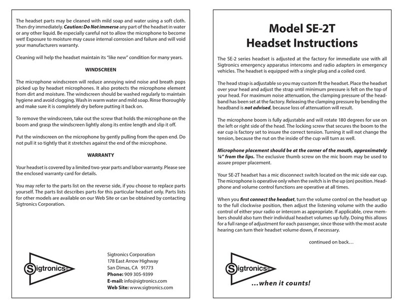 Sigtronics SE-2T User manual