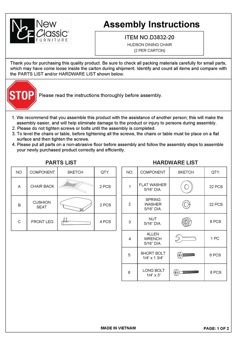 New Classic Furniture HUDSON D3832-20 Assembly instructions New Classic Furniture HUDSON D3832-20 Assembly instructions
