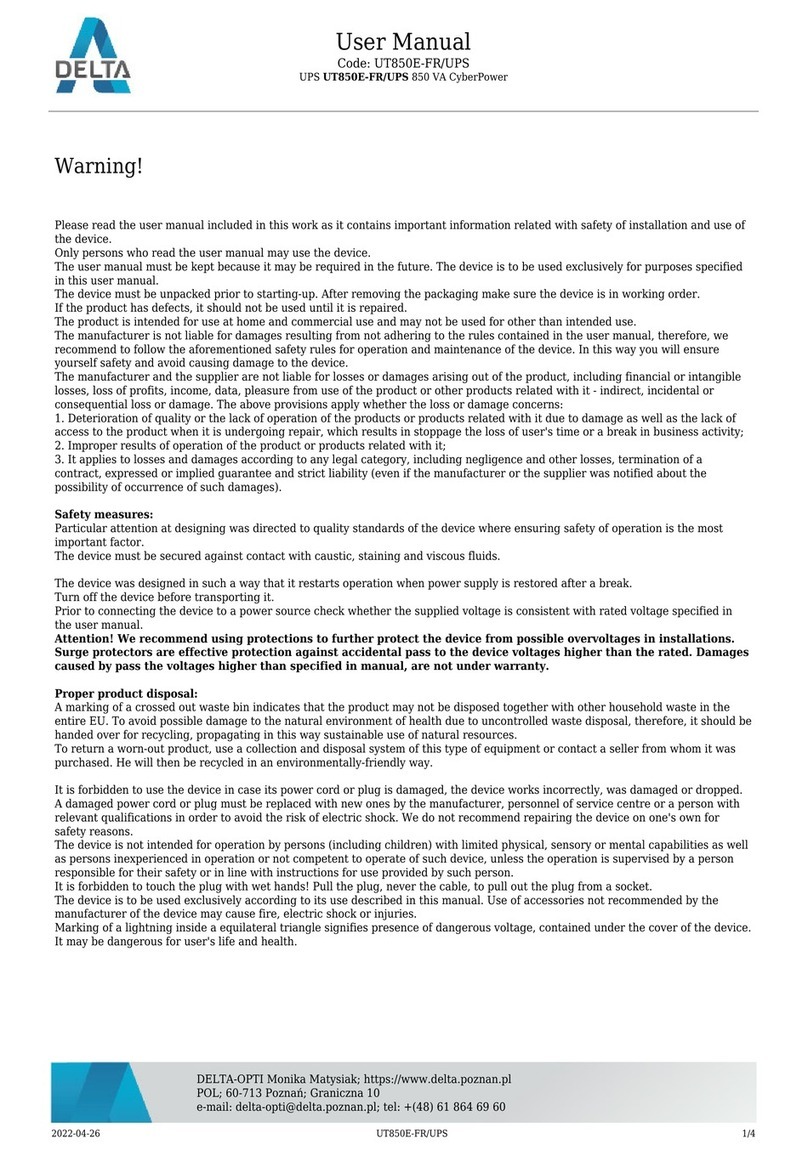 CyberPower UT850E-FR/UPS user manual