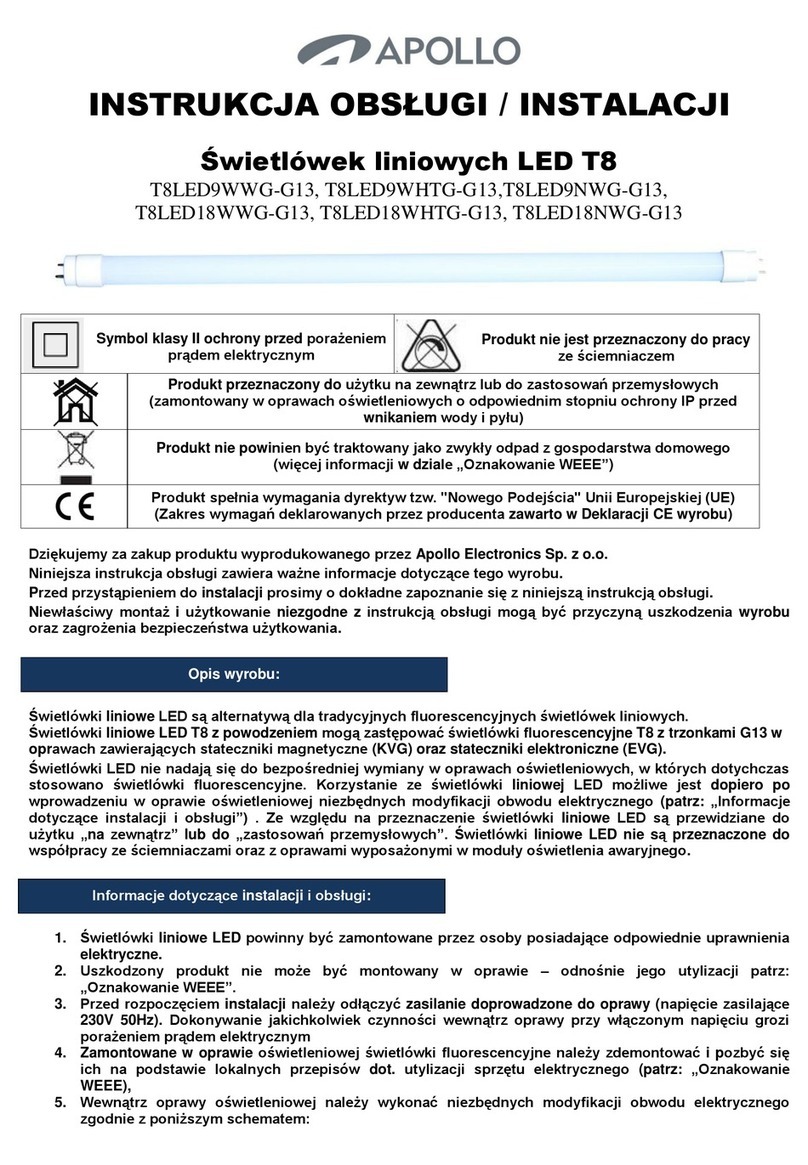 Apollo T8LED9WWG-G13 TEOS User manual