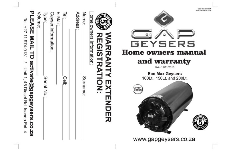 GAP Geysers Eco Max Homeowner's manual