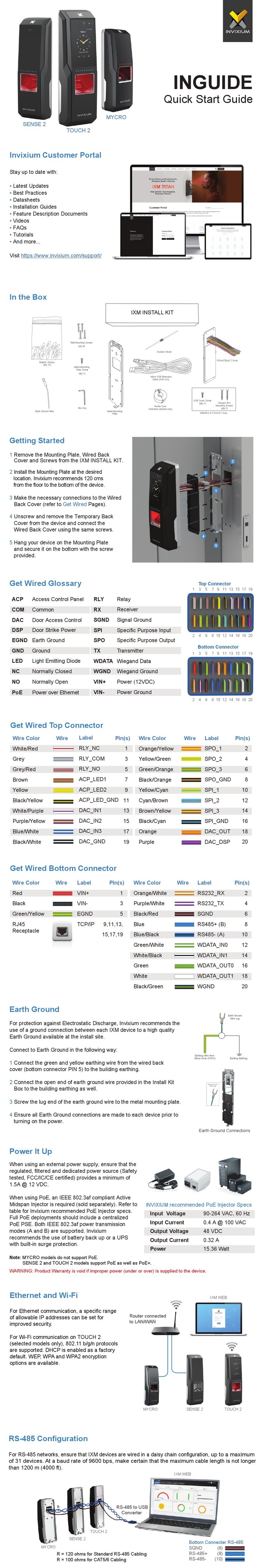 Invixium INGUIDE SENSE 2 quick start guide