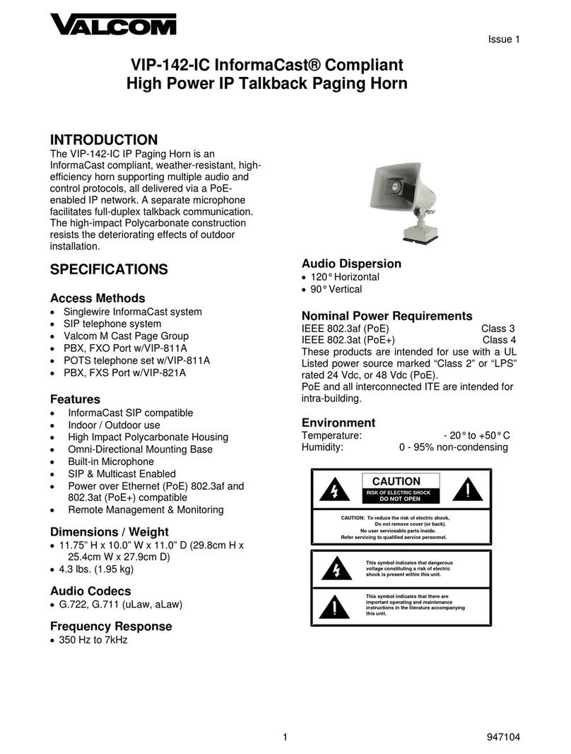 Valcom InformaCast VIP-142-IC quick start guide Valcom InformaCast VIP-142-IC quick start guide