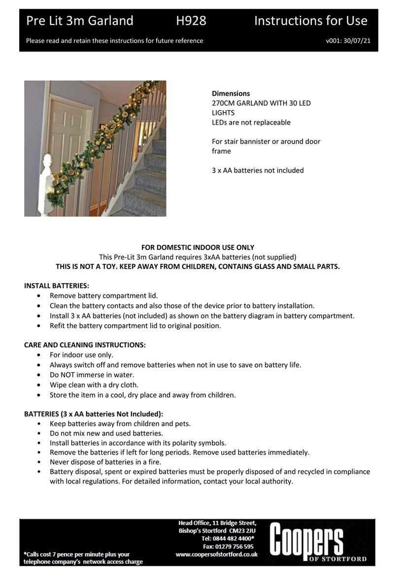 Coopers of Stortford Pre Lit 3m Garland Instructions for use