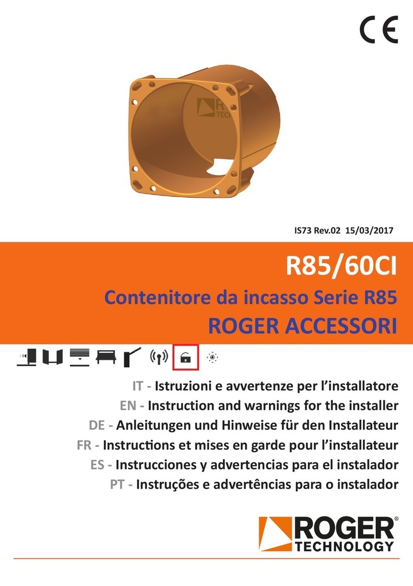 Roger Technology R85 Series Instruction and warnings for the installer Roger Technology R85 Series Instruction and warnings for the installer