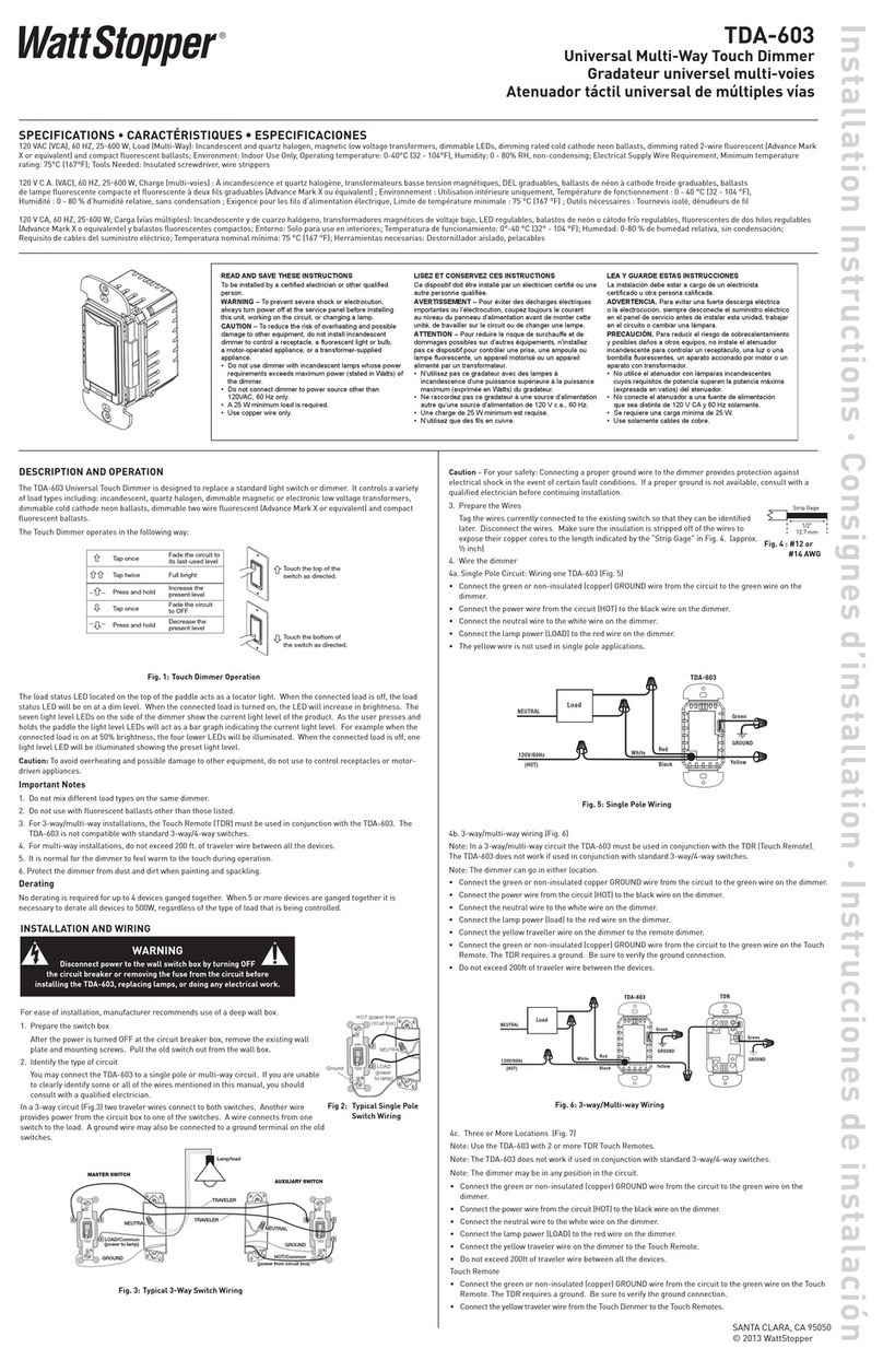 wattstopper TDA-603 User manual