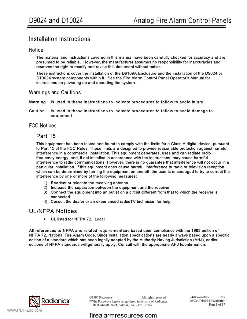 Radionics D9024 installation instructions
