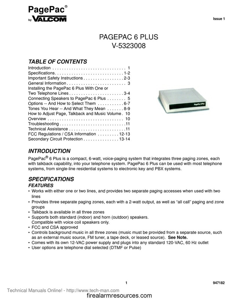 Valcom PagePac 6 Plus User manual Valcom PagePac 6 Plus User manual