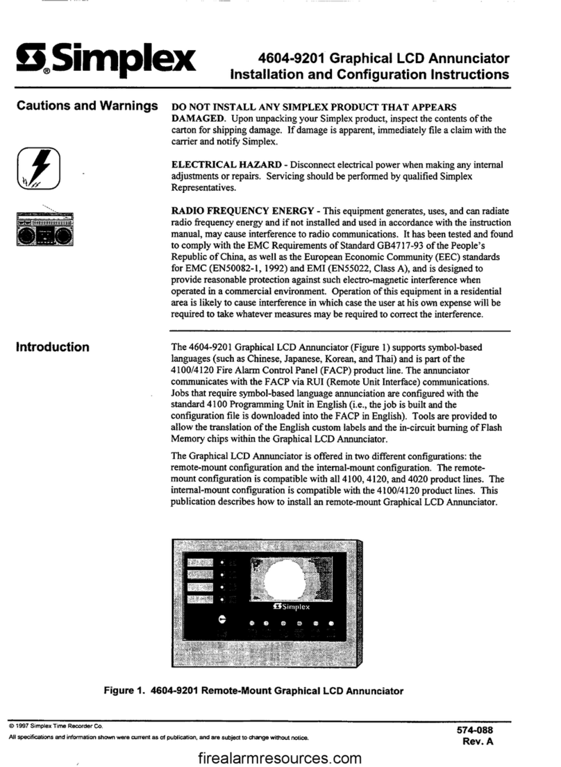 Simplex 4604-9201 Installation and configuration instructions Simplex 4604-9201 Installation and configuration instructions
