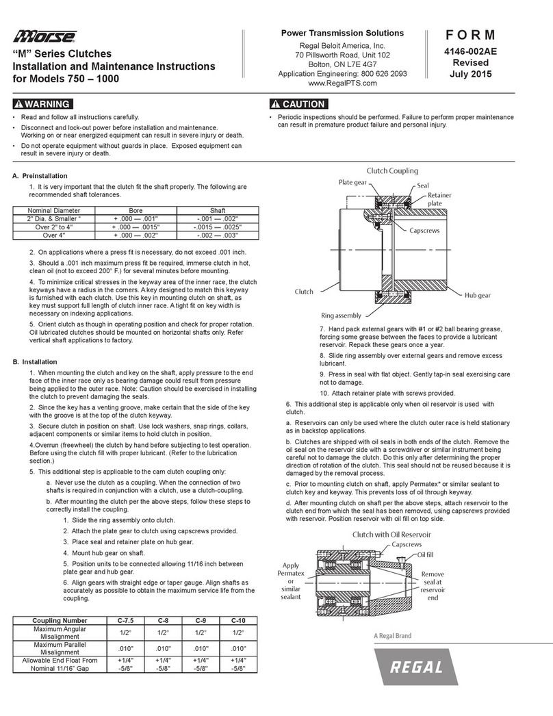 morse M Series Installation and maintenance instructions