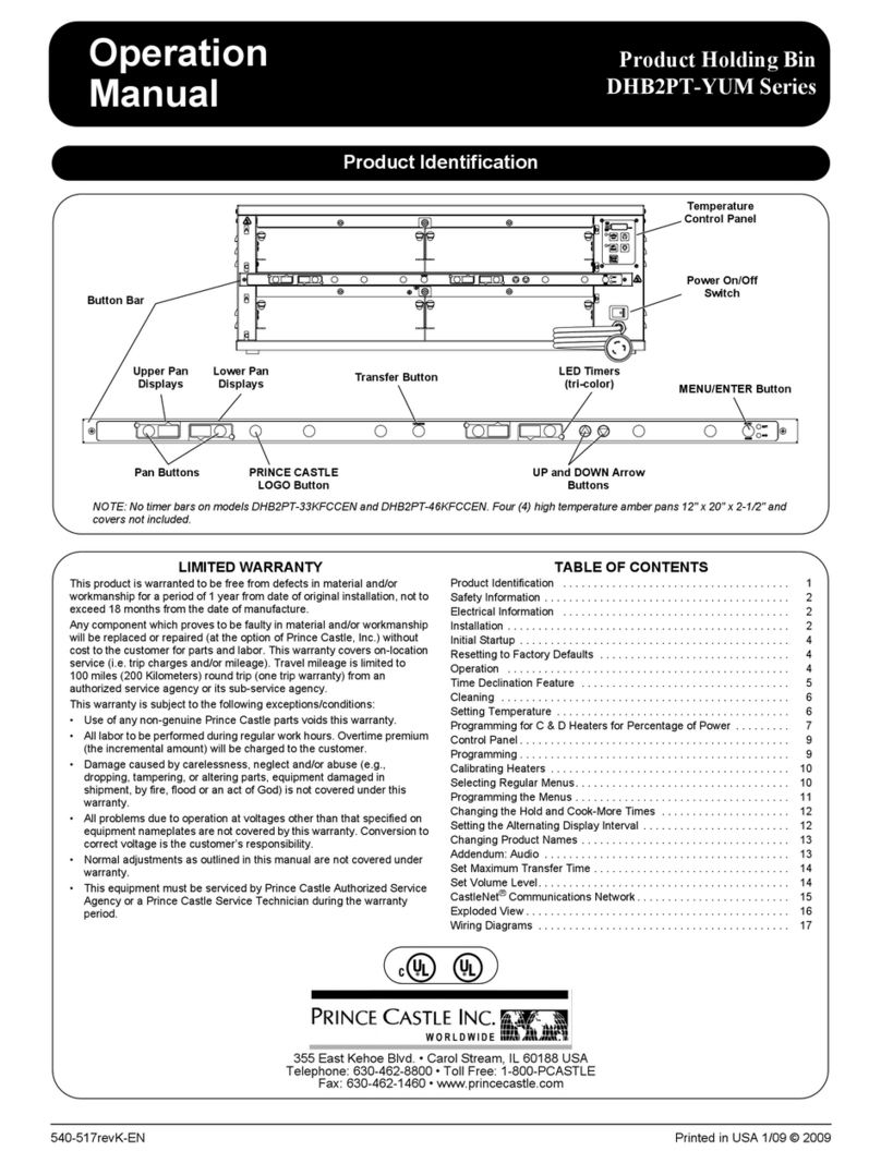 Prince Castle DHB2PT-YUM Series User manual Prince Castle DHB2PT-YUM Series User manual