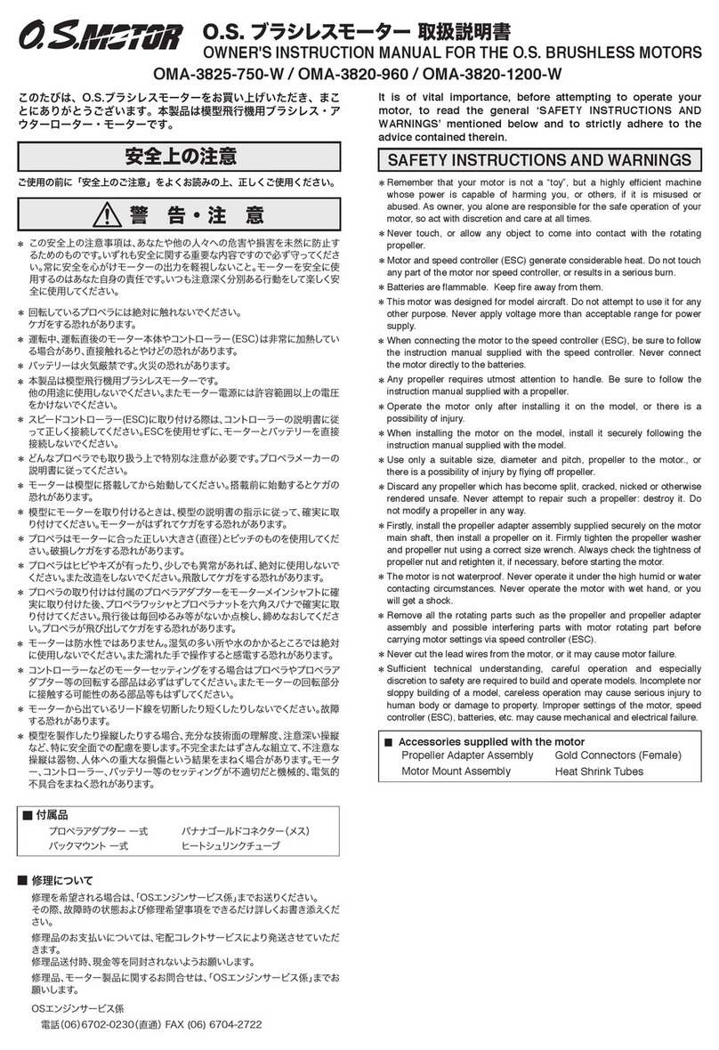 O.S. engine OMA-3825-750-W Setup guide O.S. engine OMA-3825-750-W Setup guide