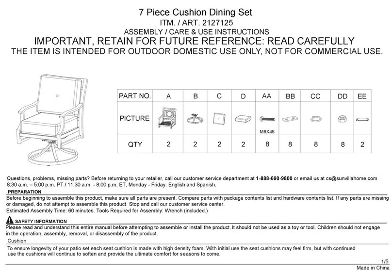 SUNVILLA 2127125 Assembly / care & use instructions