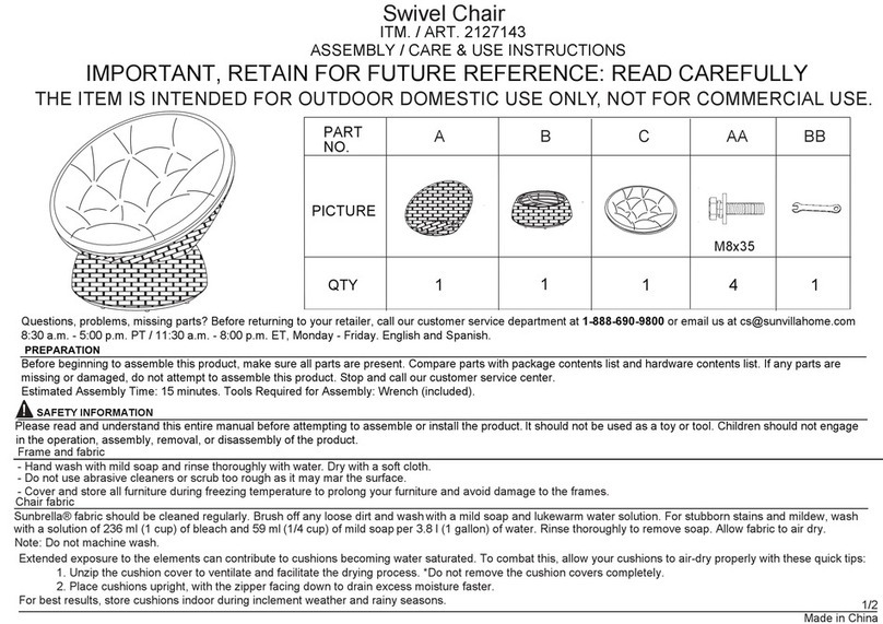 SUNVILLA 2127143 Assembly / care & use instructions