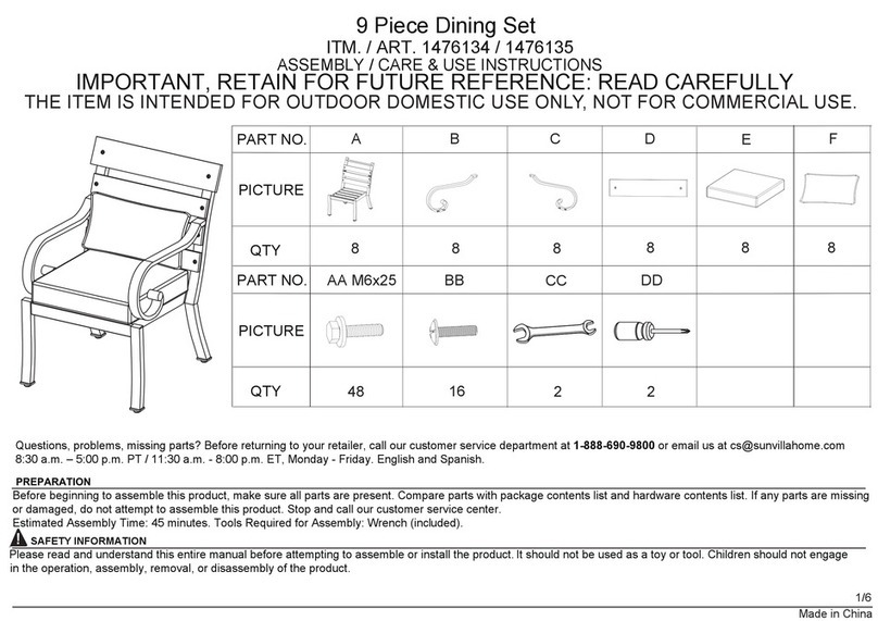 SUNVILLA 1476134 Assembly / care & use instructions