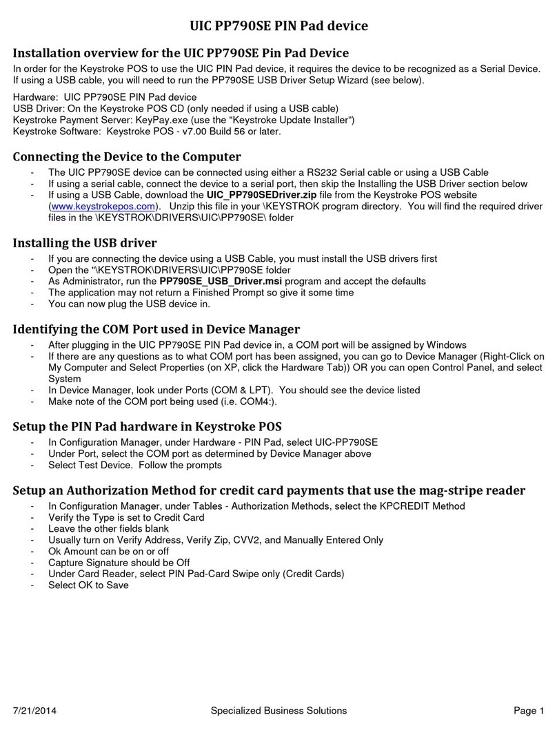 UIC PP790SE installation manual