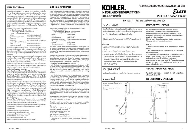 Kohler Elate 13963X-4 User manual