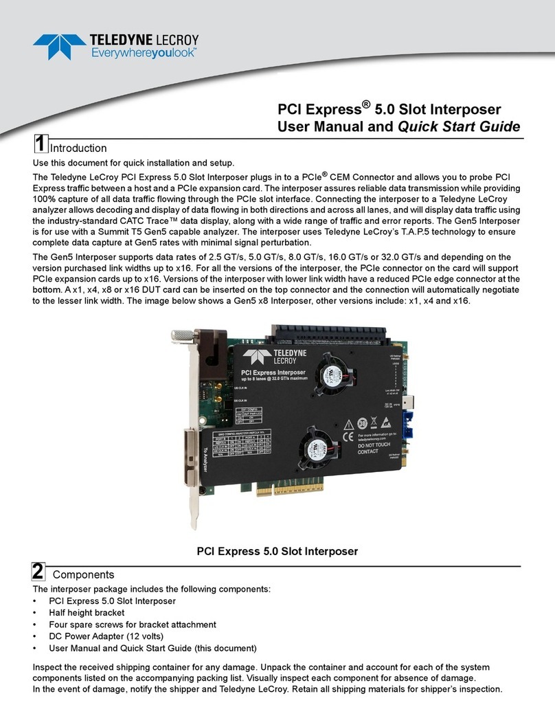 Teledyne Lecroy Everywhereyoulook PCI Express 5.0 Slot... User manual and quick start guide
