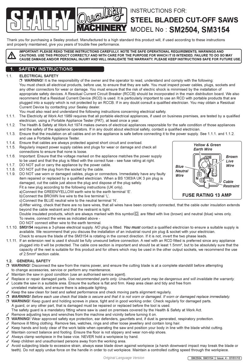 Sealey Quality MACHINERY SM2504 User manual