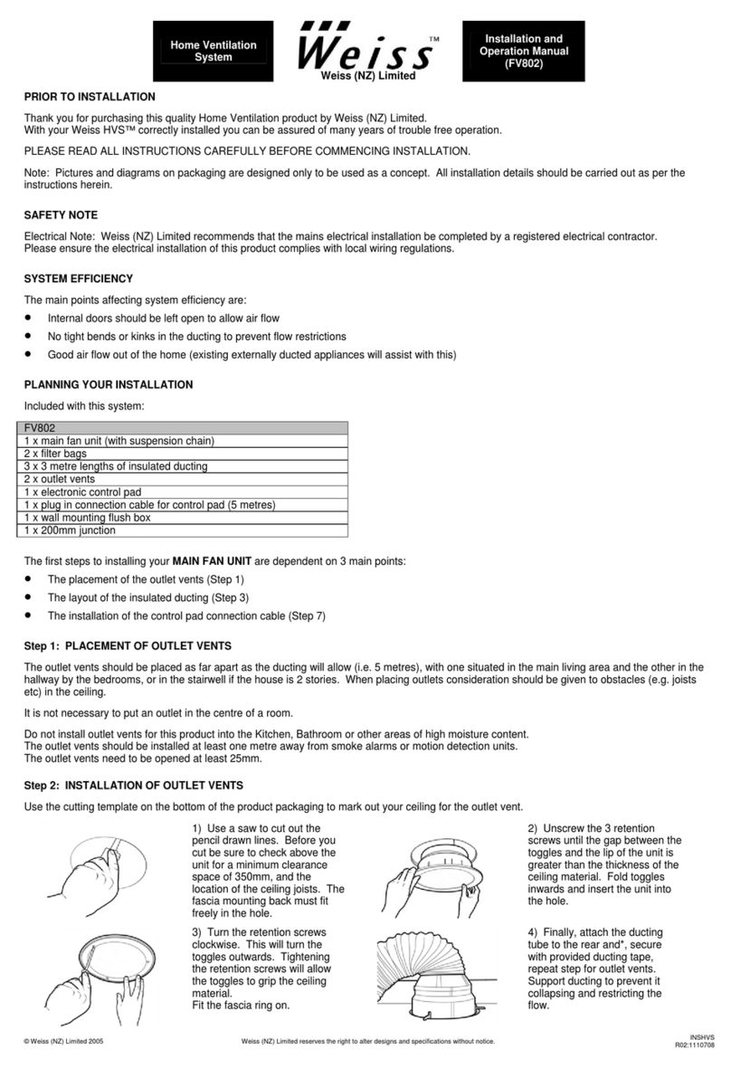 WEISS FV802 Installation and operation manual