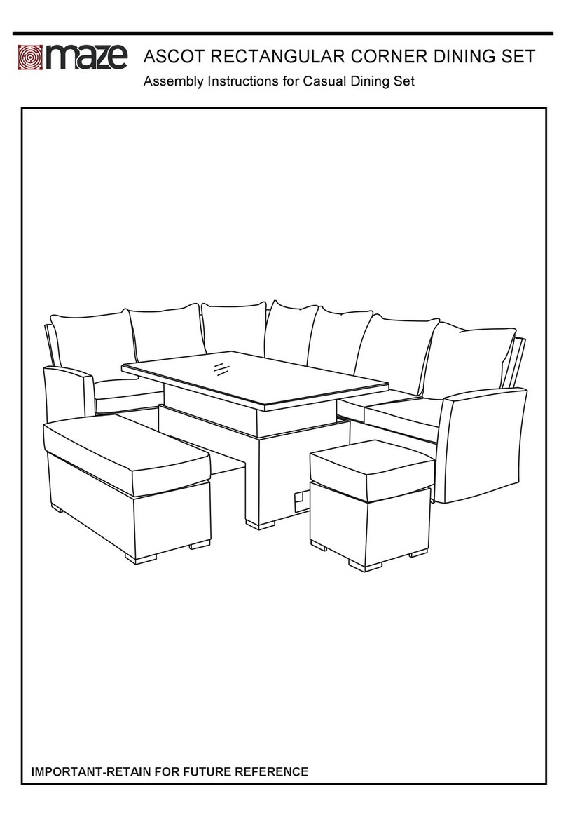 MAZE ASCOT RECTANGULAR CORNER DINING SET Assembly instructions