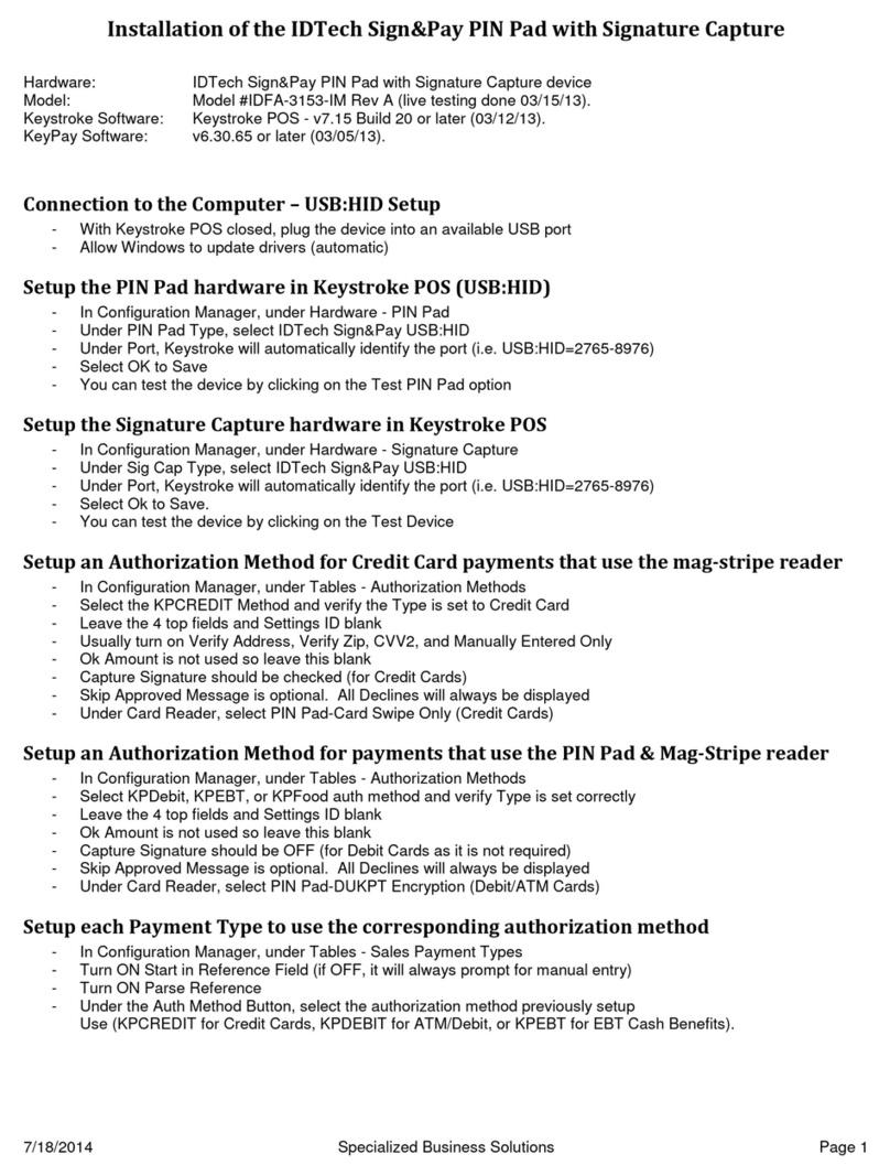 IDTECH IDFA-3153-IM installation manual