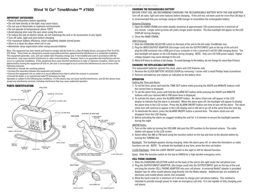 Athena Wind n Go TImeMinder 7600 operating instructions