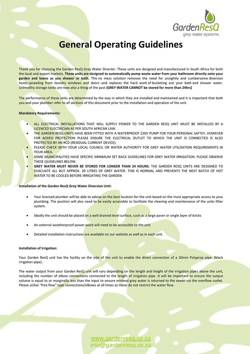 Garden ResQ Grey Water Operating guidelines