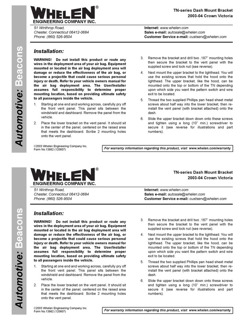 Whelen Engineering Company TN Series quick start guide