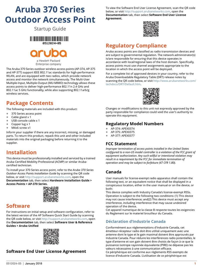 Hewlett Packard Enterprise Aruba 370 Series Startup guide Hewlett Packard Enterprise Aruba 370 Series Startup guide