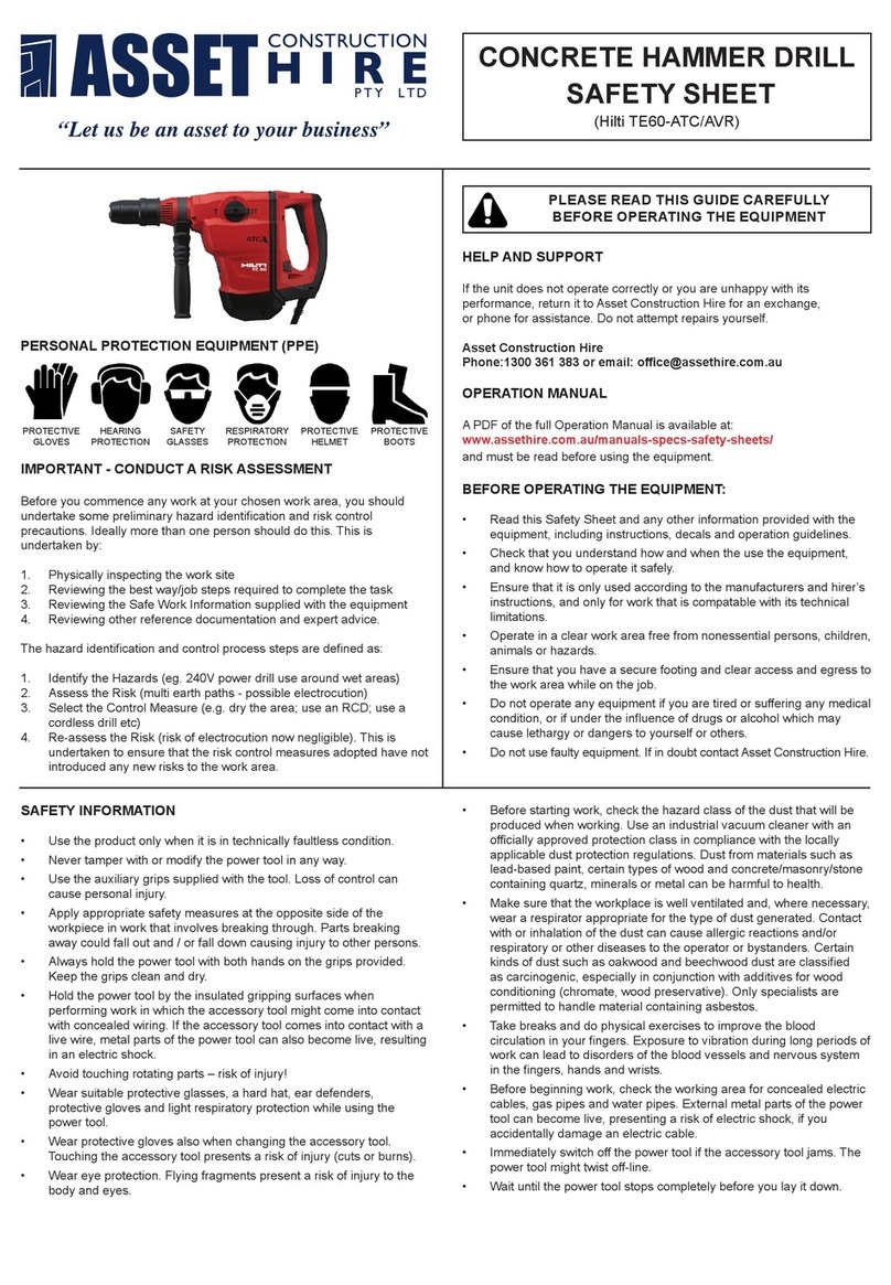 Asset construction hire Hilti TE60-ATC Safety sheet