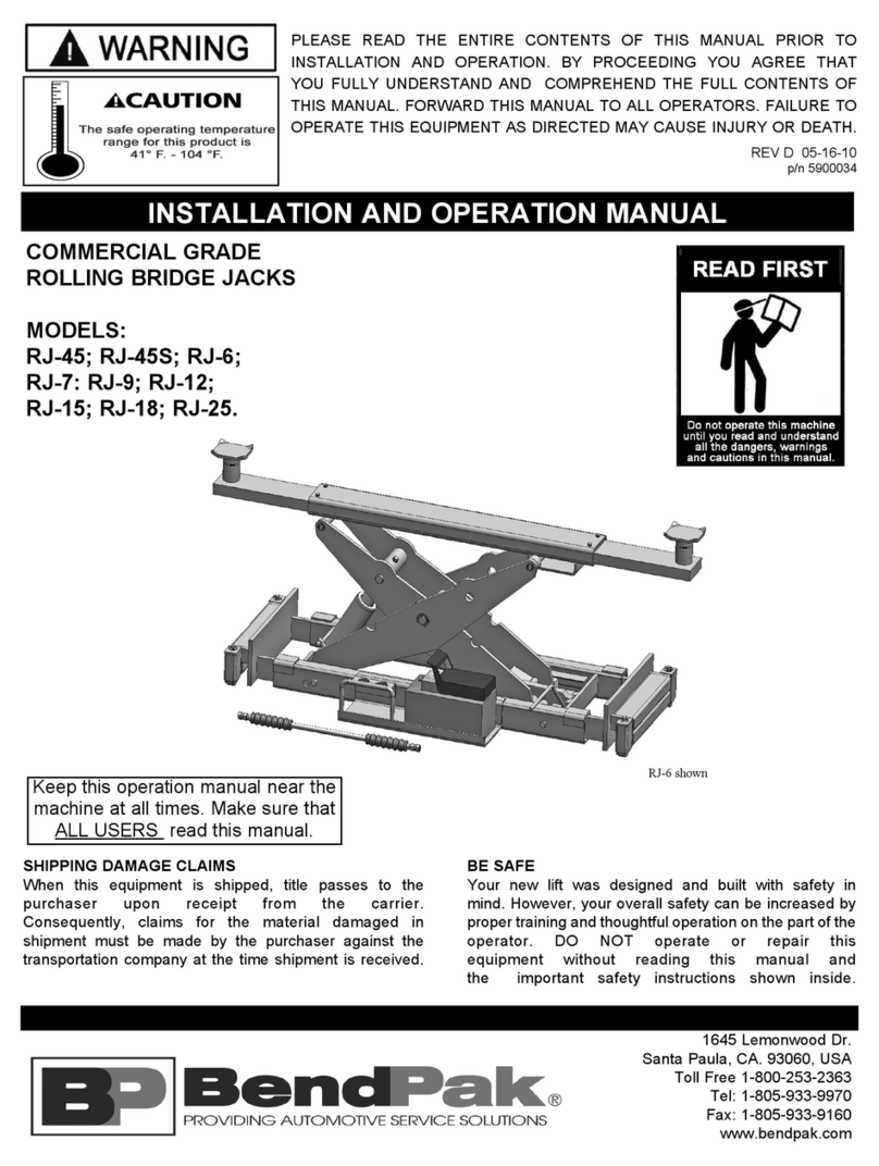 Bend-Pak RJ-45 Installation and operation manual