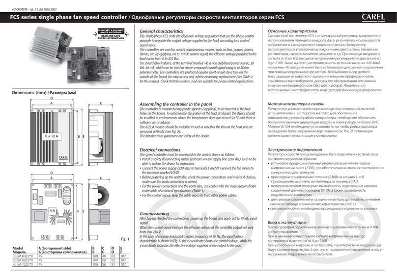 Carel FCS Series quick start guide