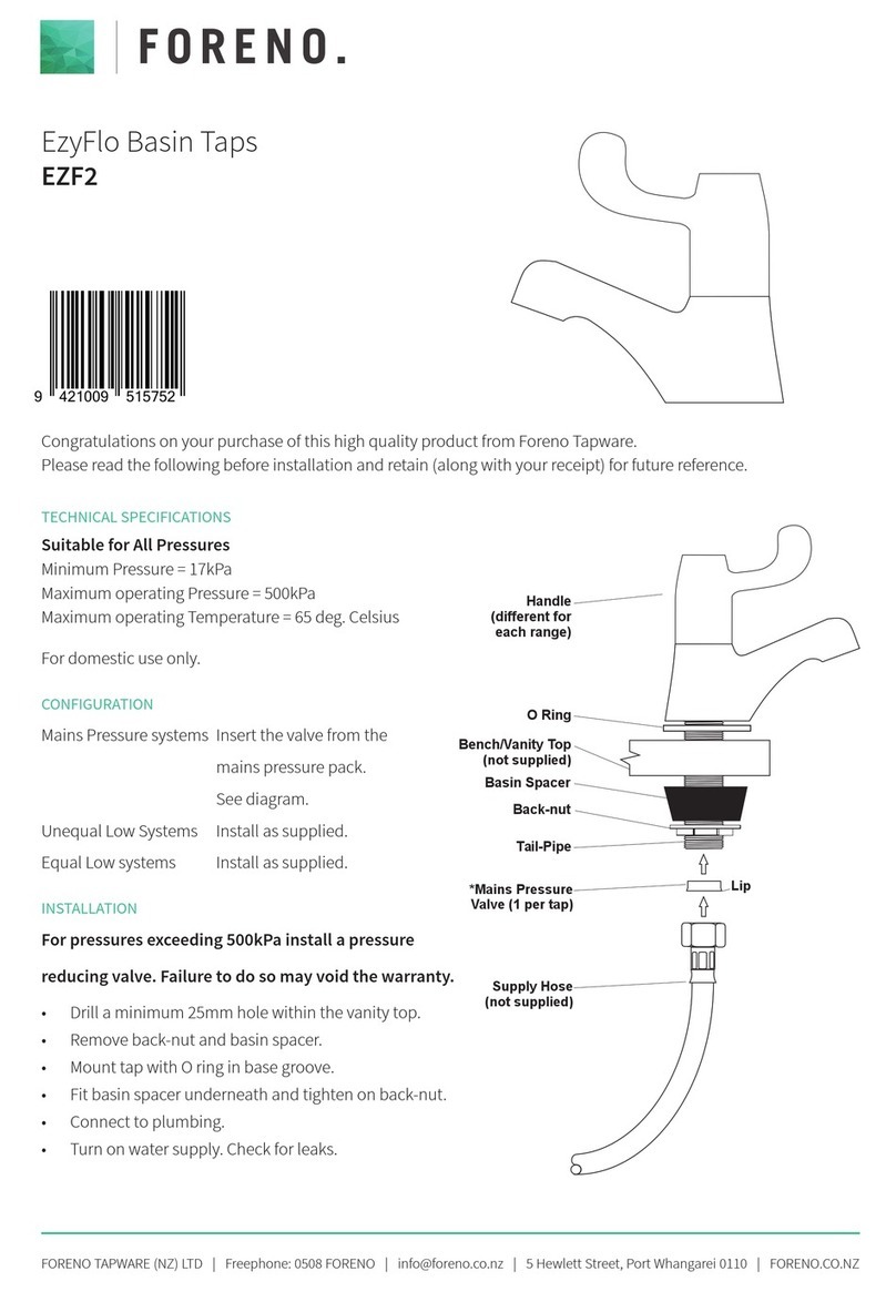 FORENO EzyFlo EZF2 installation instructions FORENO EzyFlo EZF2 installation instructions