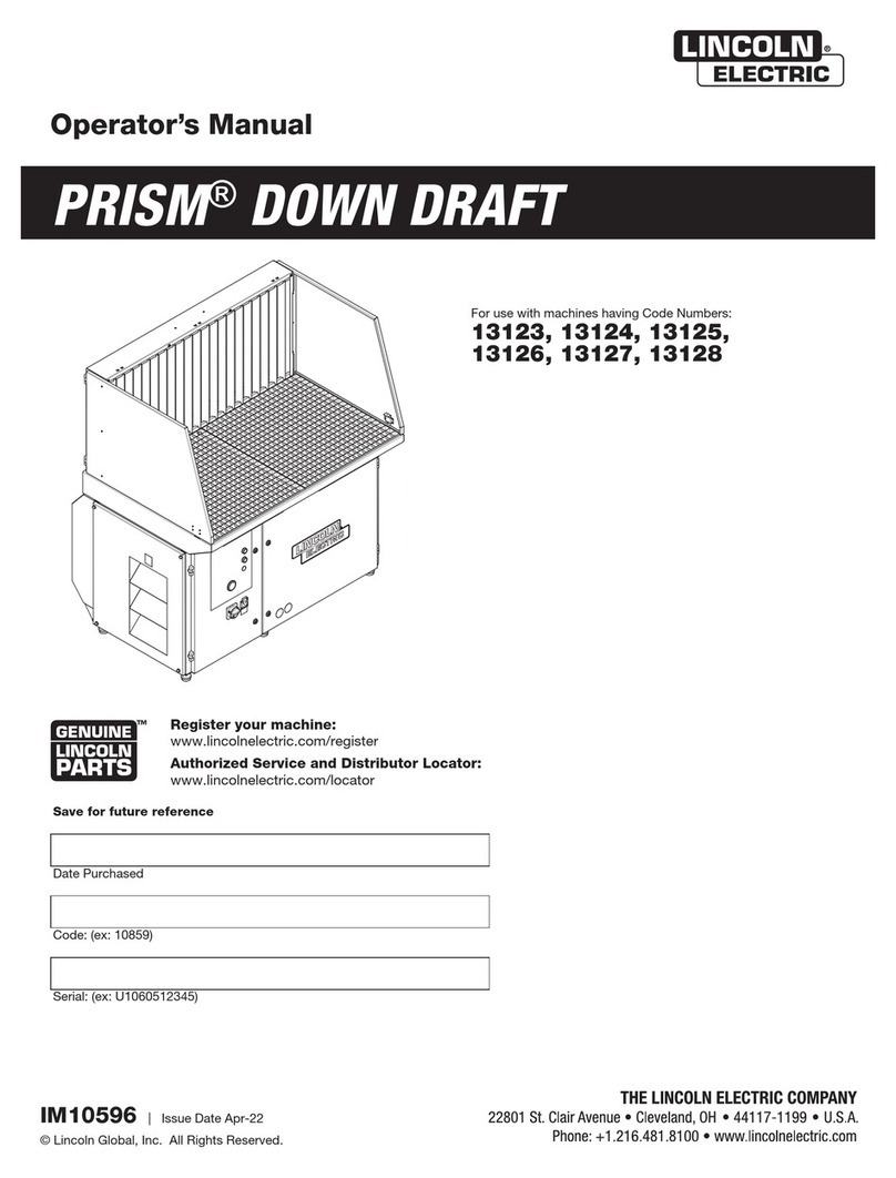 Lincoln Electric PRISM DOWN DRAFT Operator's manual Lincoln Electric PRISM DOWN DRAFT Operator's manual