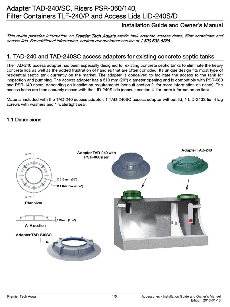 Premier Tech Aqua TAD-240 User manual