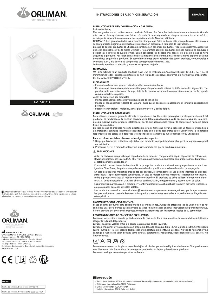 Orliman SITLIVE OSL1312 Operation instructions