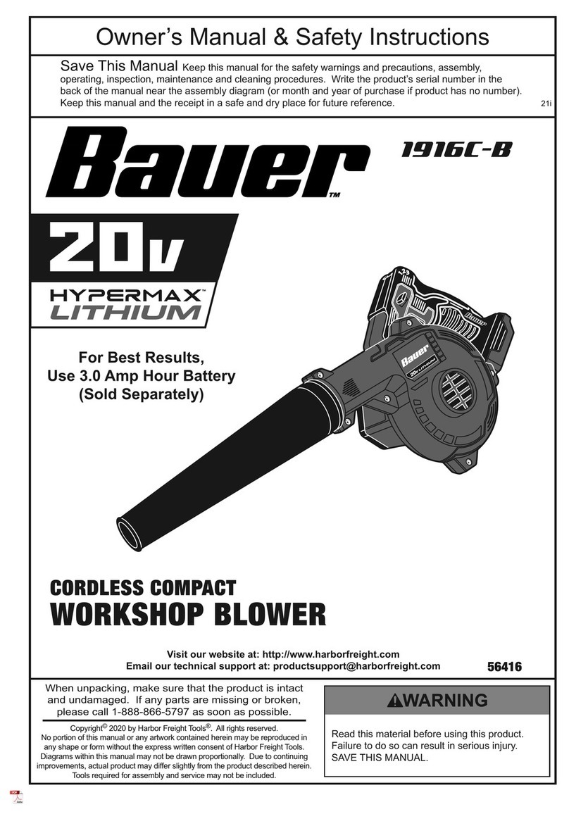 Harbor Freight Tools Bauer 1916C-B Owner's manual & safety instructions Harbor Freight Tools Bauer 1916C-B Owner's manual & safety instructions