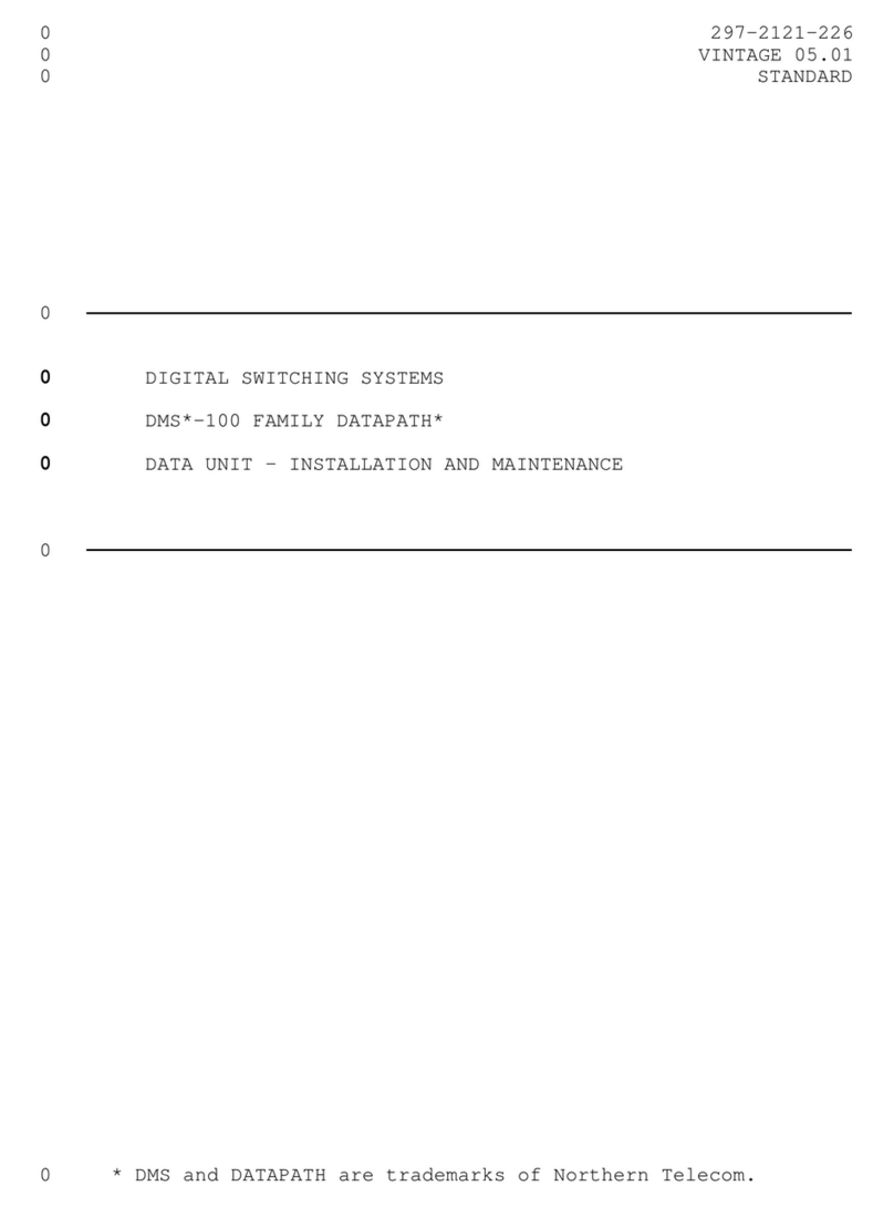 Northern Telecom DMS-100 Series Installation and Maintenance