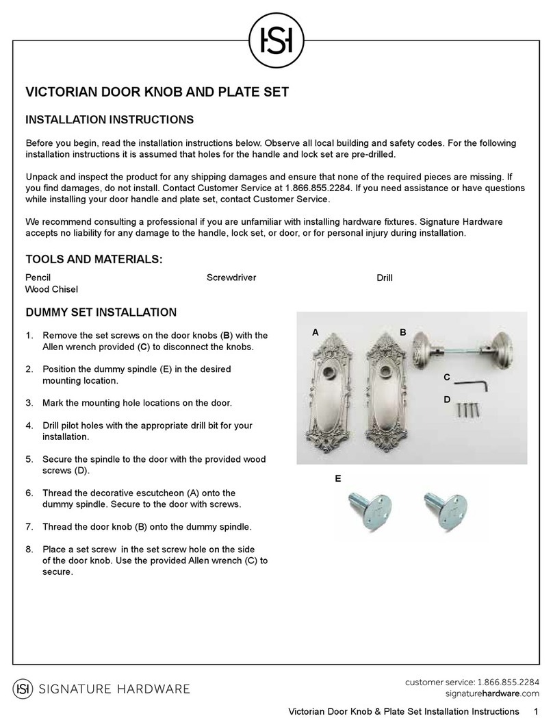Signature Hardware VICTORIAN installation instructions